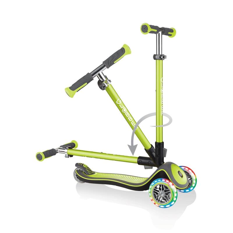 Trotineta pliabila Globber Elite Deluxe Lights Verde