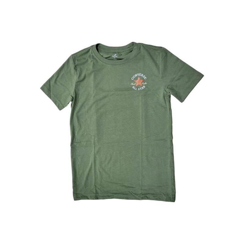T-shirt ragazzo converse logo chuck patch verde