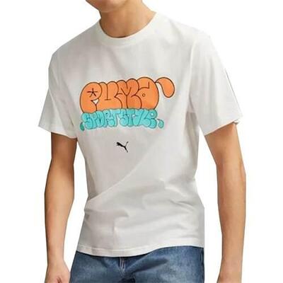 T-shirt uomo puma graffiti tee bianco in cotone