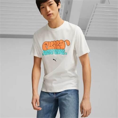 T-shirt uomo puma graffiti tee bianco in cotone 2/5