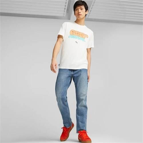 T-shirt uomo puma graffiti tee bianco in cotone 4/5