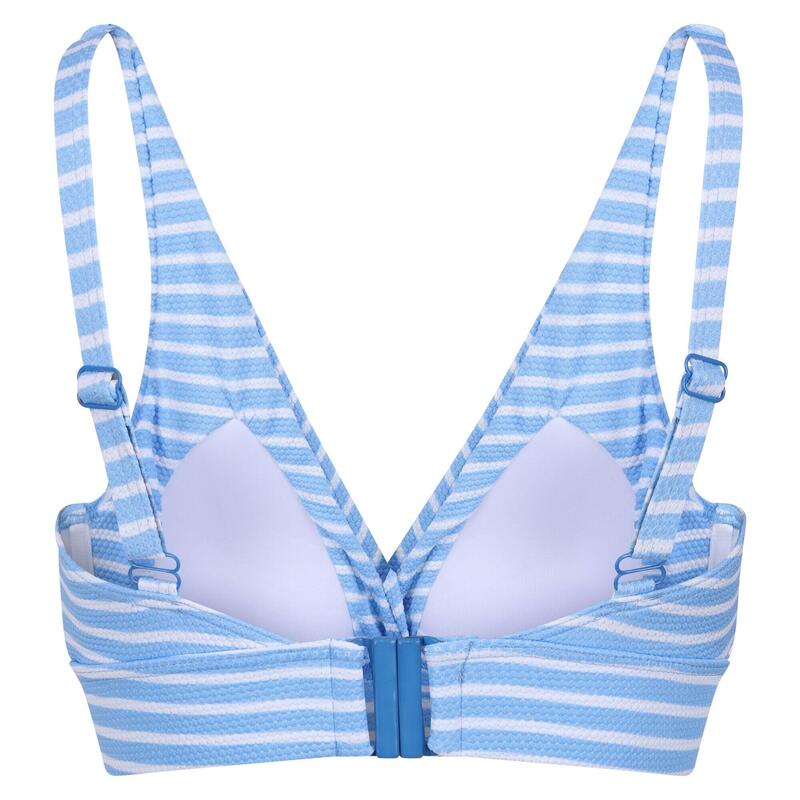 Bikini parte Superior Texturado Listado Paloma Mulher Azul Elysium/Branco