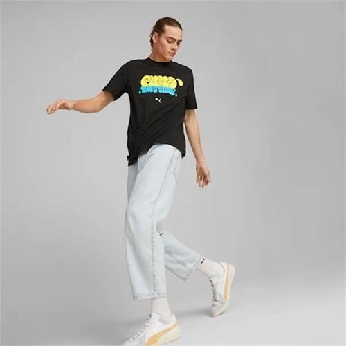 T-shirt uomo puma graffiti tee nero in cotone 4/5