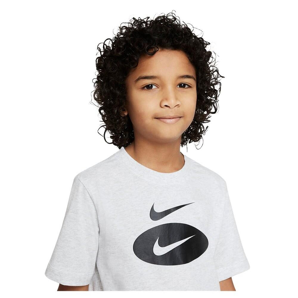 T-shirt ragazzo nike sportswear 100% cotone-grigio-do1808-051 3/4