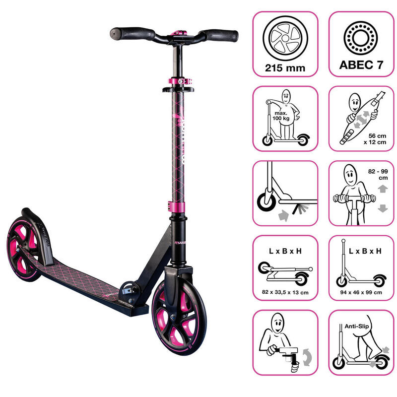 muuwmi Aluminium Scooter Pro 215 mm new pink