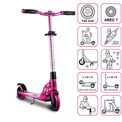 SIX DEGREES Aluminium Scooter Junior 145 mm pink
