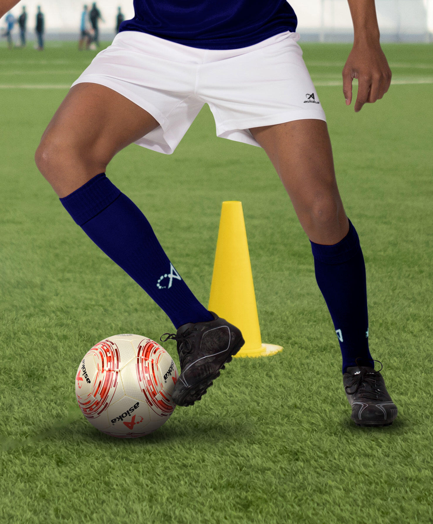 Embalagem de 2 pares de meias de futebol Asioka Soccer Navy anti-borboto. 2/6