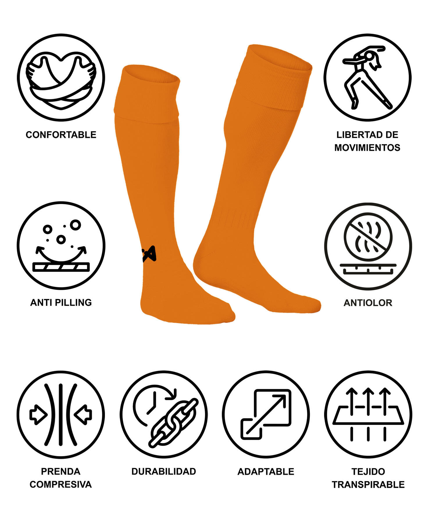 Medias de Fútbol  Asioka Soccer Naranja Anti-pilling 27-32 6/7