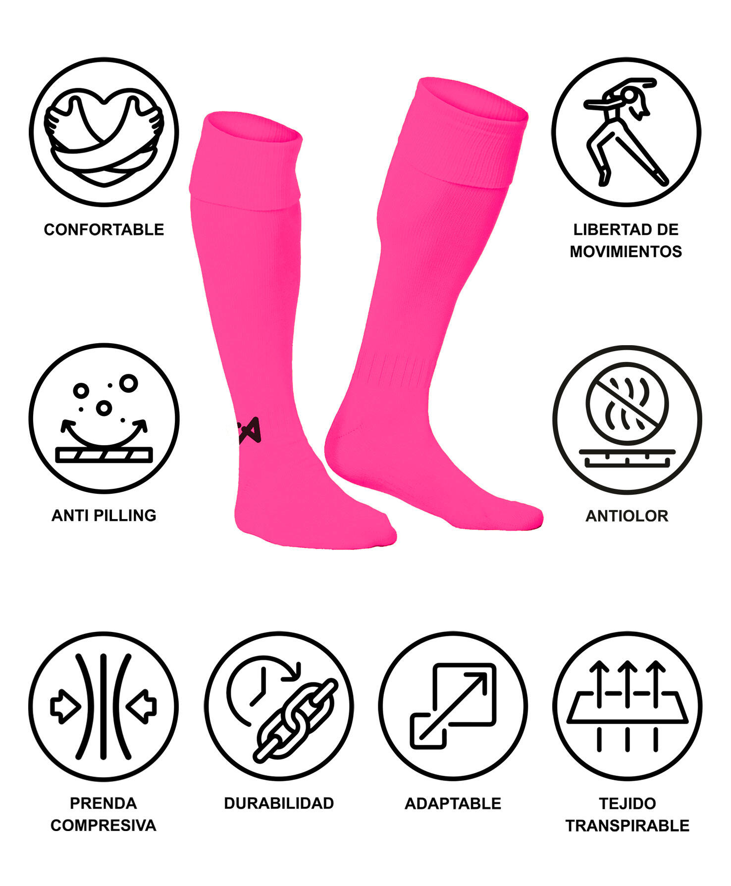 Medias de Fútbol  Asioka Soccer Fucsia Anti-pilling 39-45 6/7