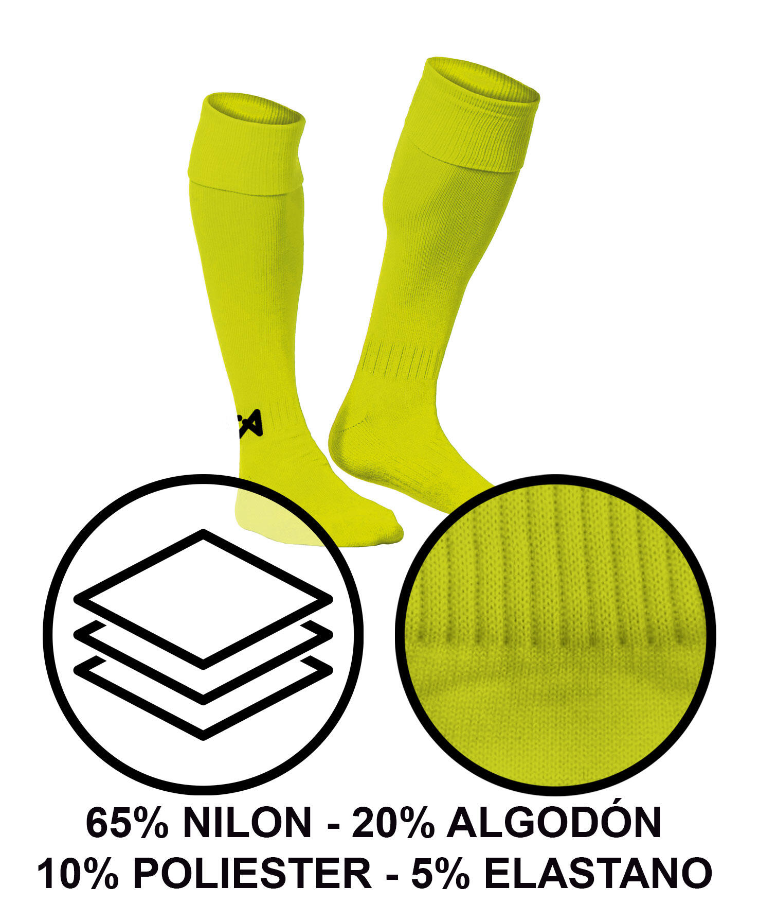 Medias de Fútbol  Asioka Soccer Amarillo Anti-pilling 33-38 4/7