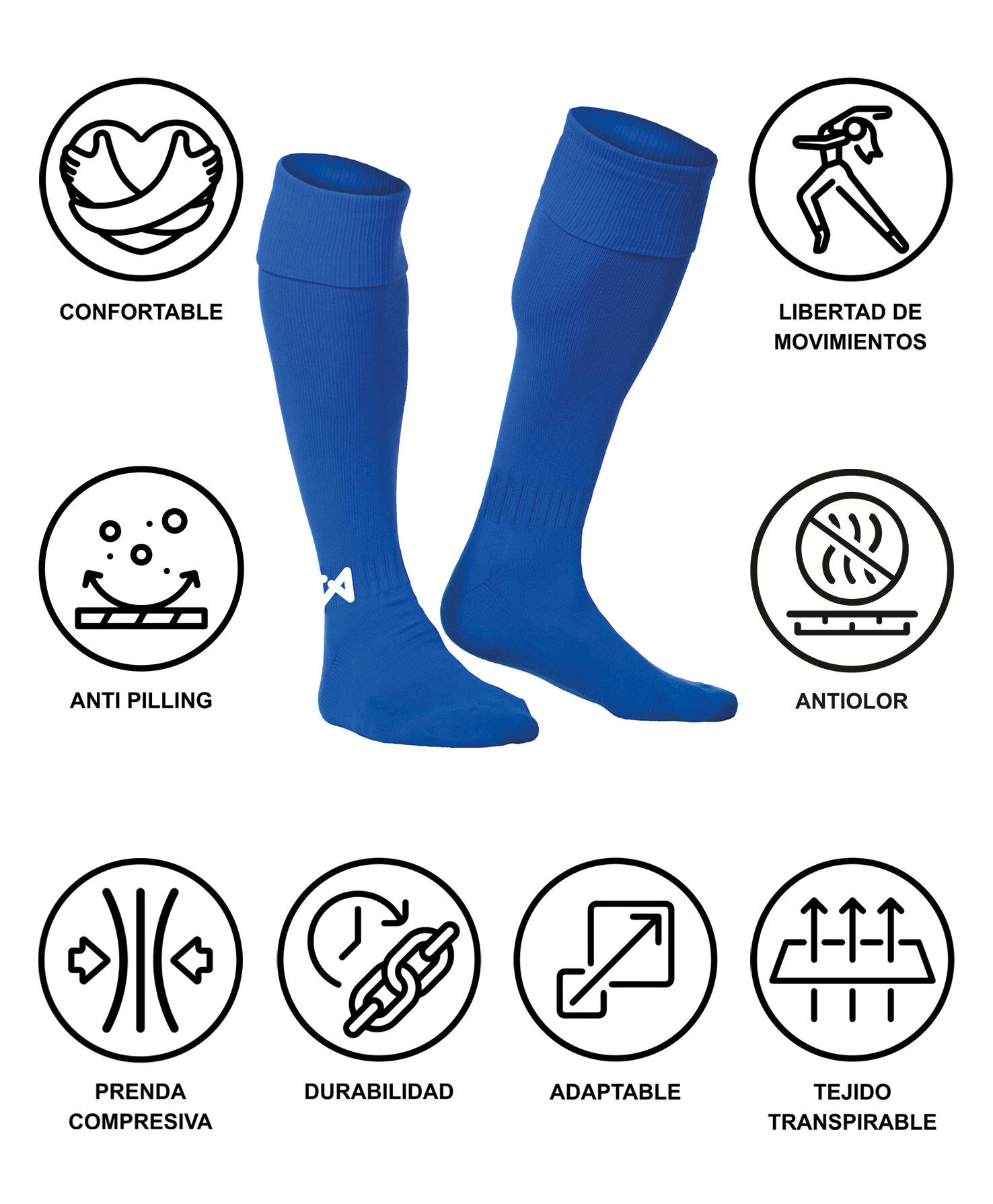Medias de Fútbol  Asioka Soccer Azul Royal Anti-pilling 27-32 6/7