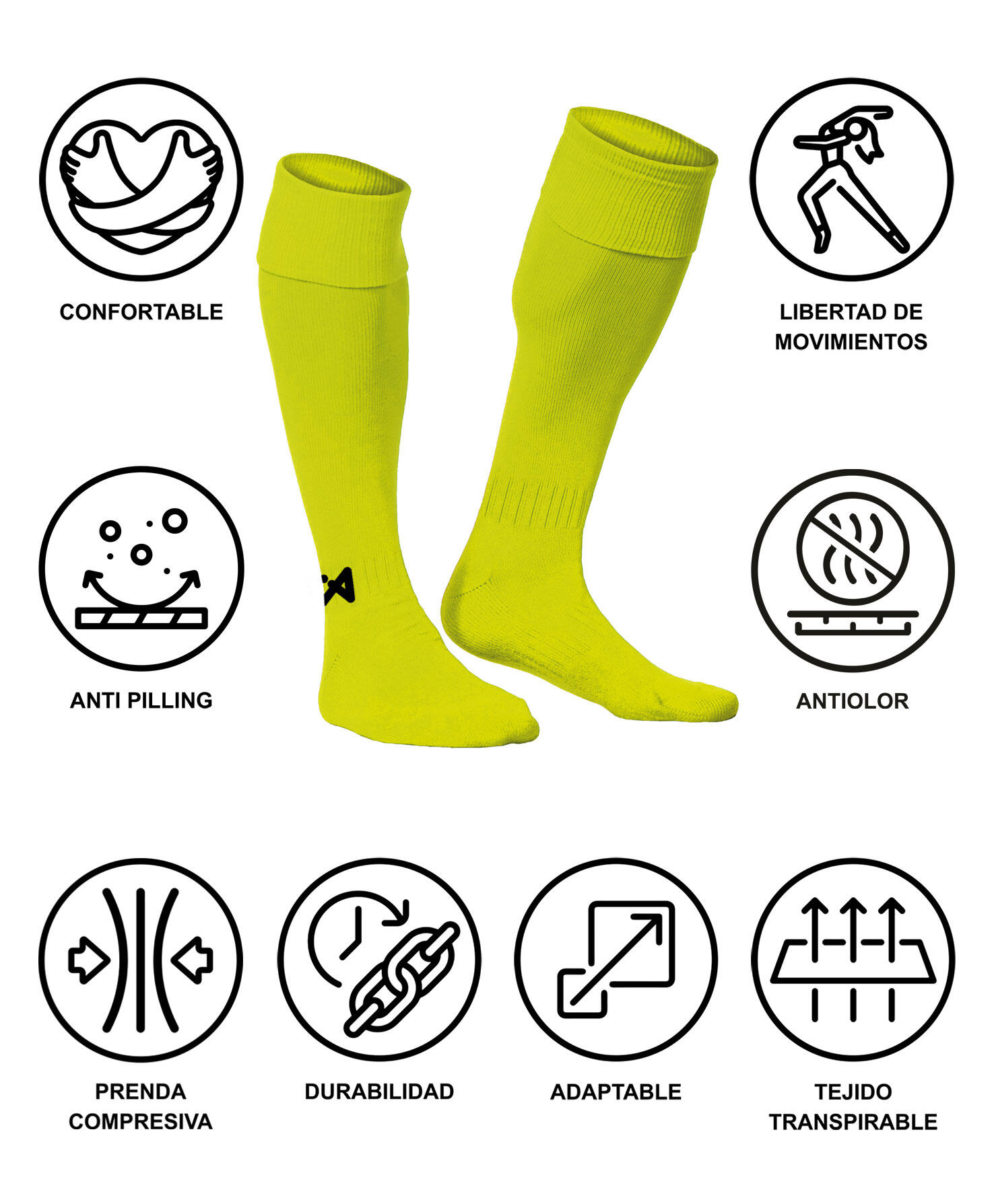 Medias de Fútbol  Asioka Soccer Amarillo Anti-pilling 33-38 6/7