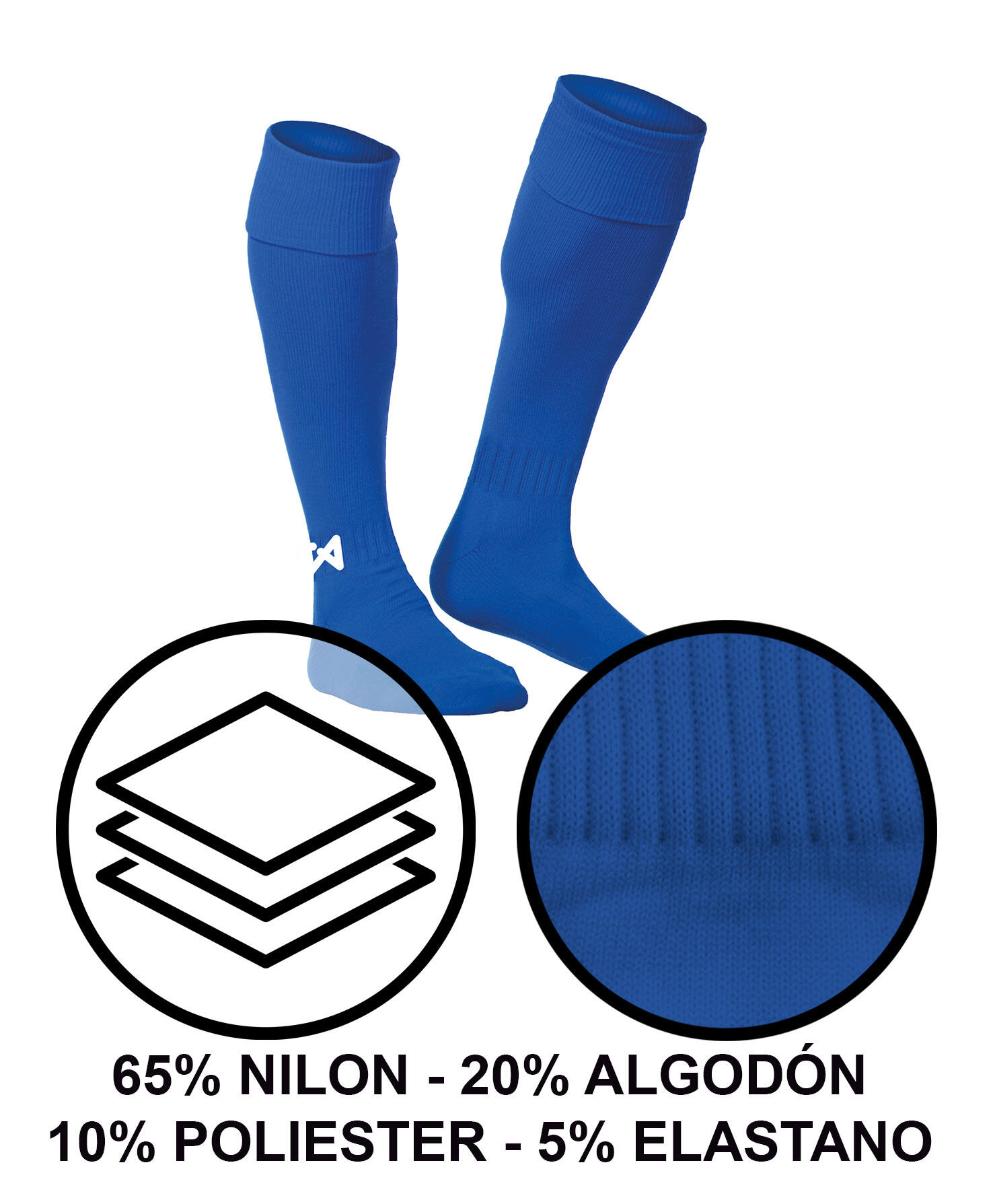 Medias de Fútbol  Asioka Soccer Azul Royal Anti-pilling 27-32 4/7