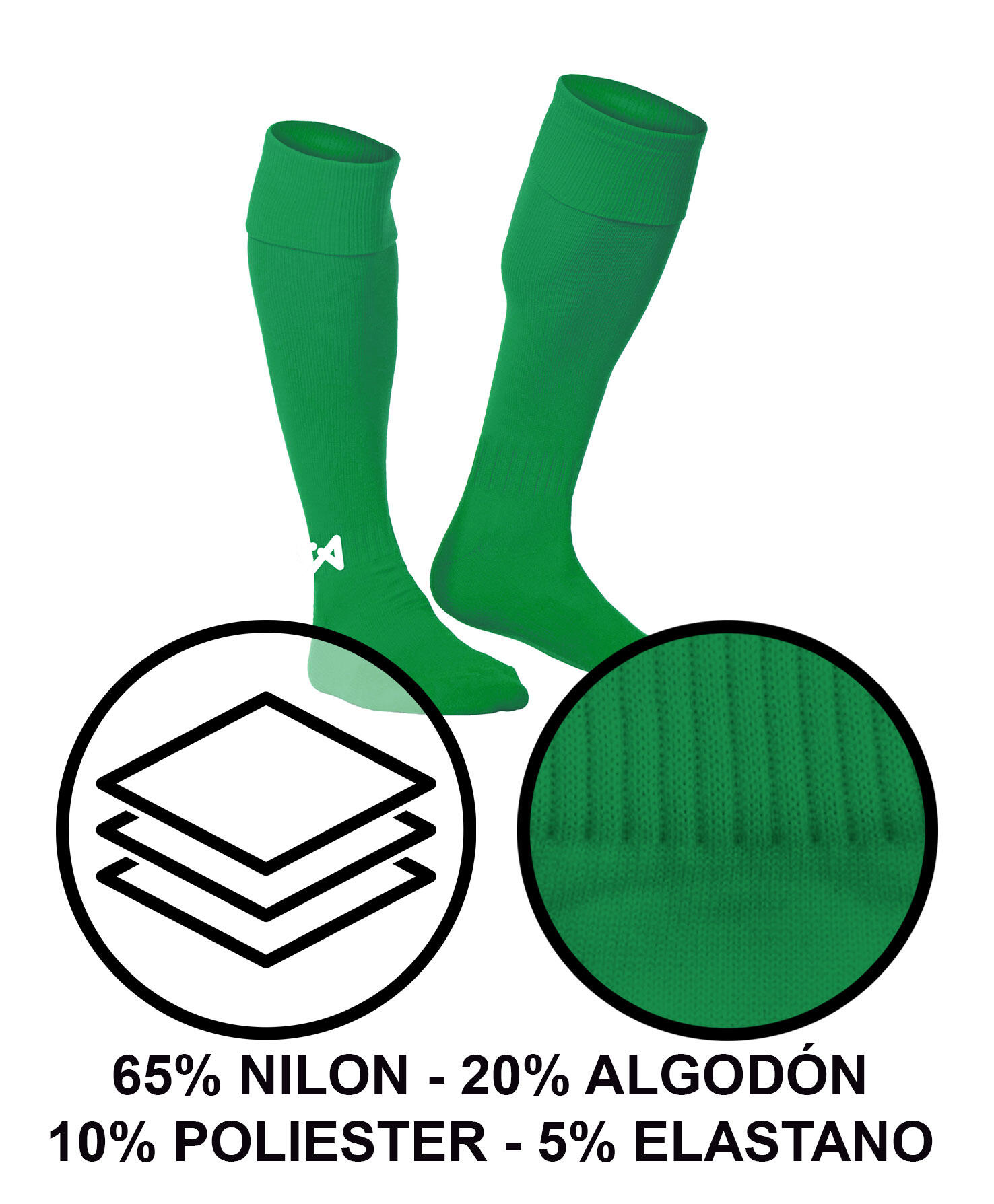 Medias de Fútbol  Asioka Soccer Verde Anti-pilling 27-32 4/7