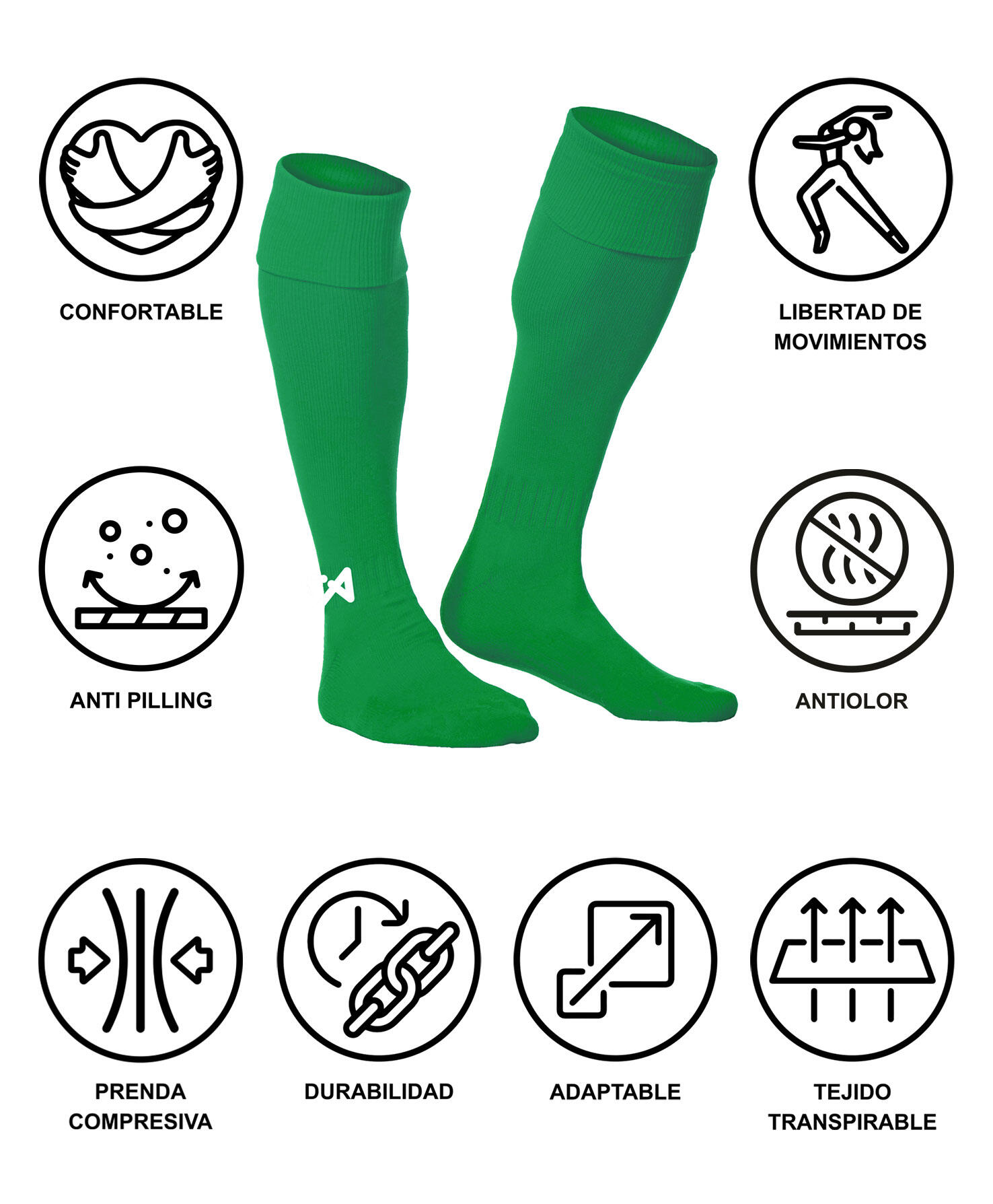 Medias de Fútbol  Asioka Soccer Verde Anti-pilling 27-32 6/7