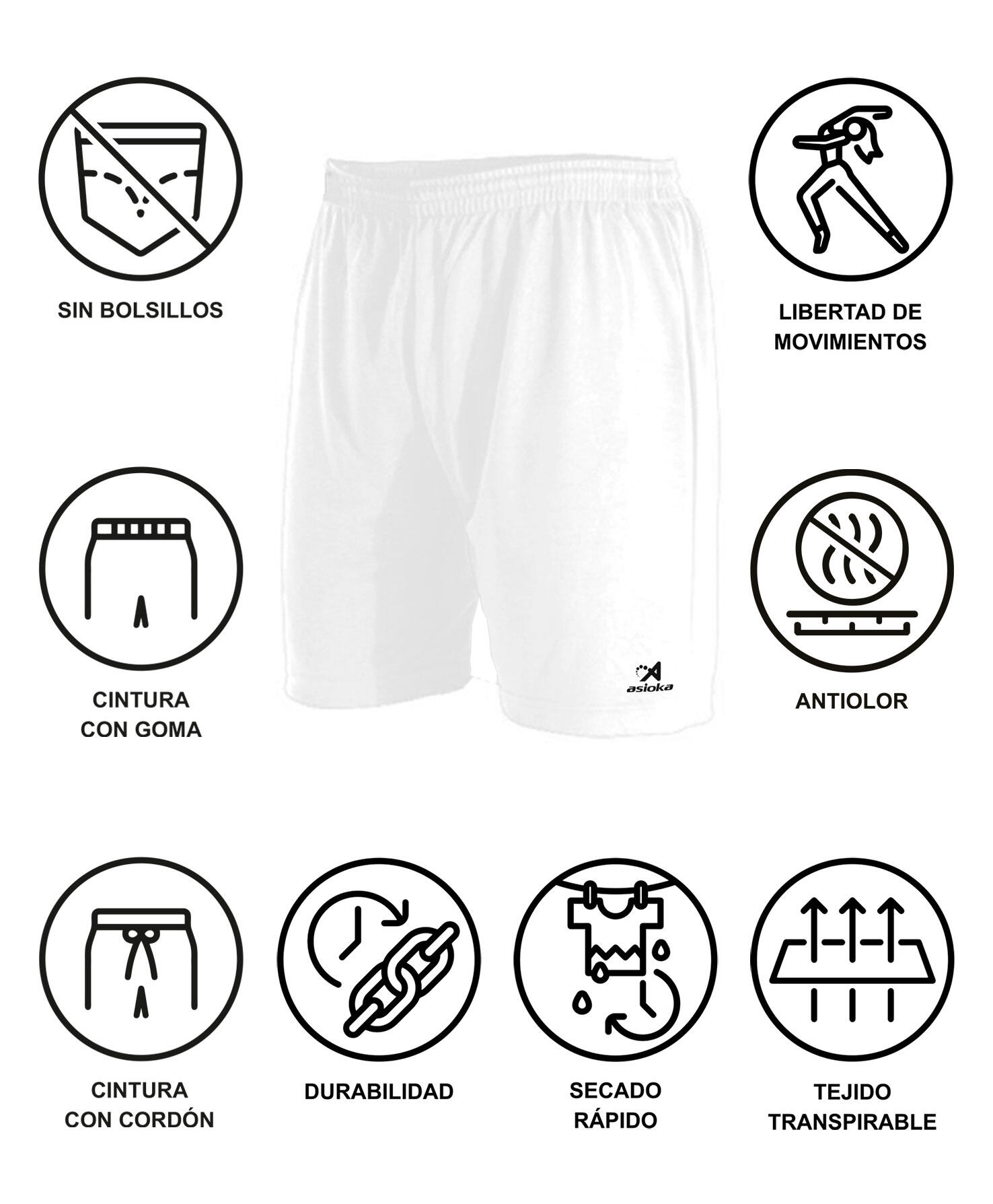 Pantalón Corto de Fútbol Adulto Asioka Premium Blanco 6/7
