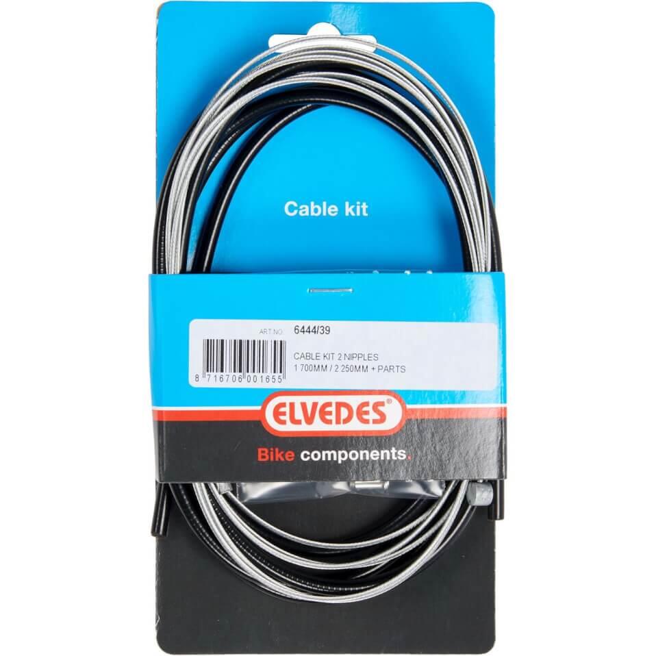 ELVEDES Remkabelset achter 1700mm / 2250mm verzinkt 2 nippels - zwart