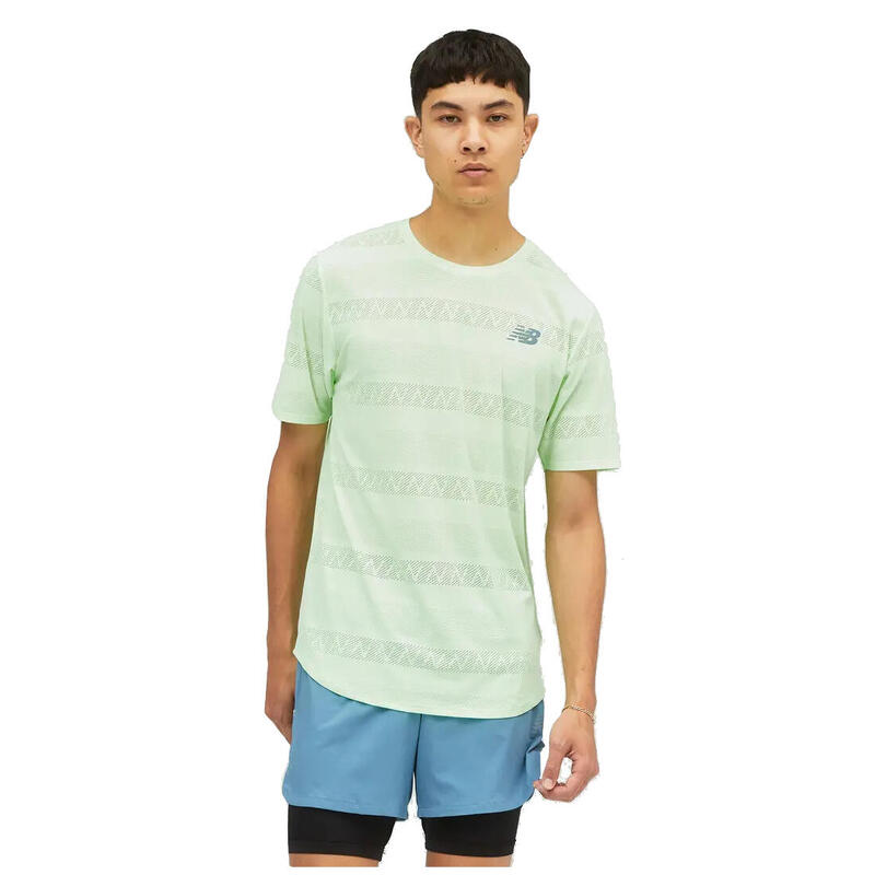 Férfi póló, New Balance Q Speed Jacquard SS Tee, zöld