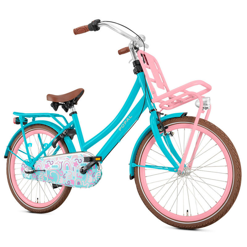 Popal Daily Dutch Basic+ N3 - Kinder Transportfiets - 22 inch - Turquoise/Roze