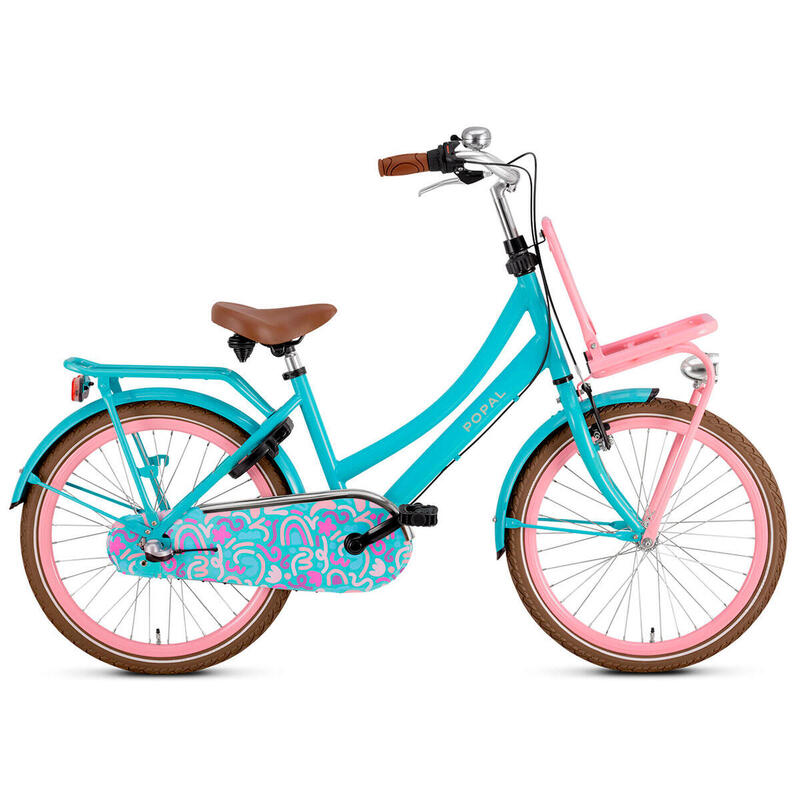 Popal Daily Dutch Basic+ N3 - Kinder Transportfiets - 22 inch - Turquoise/Roze