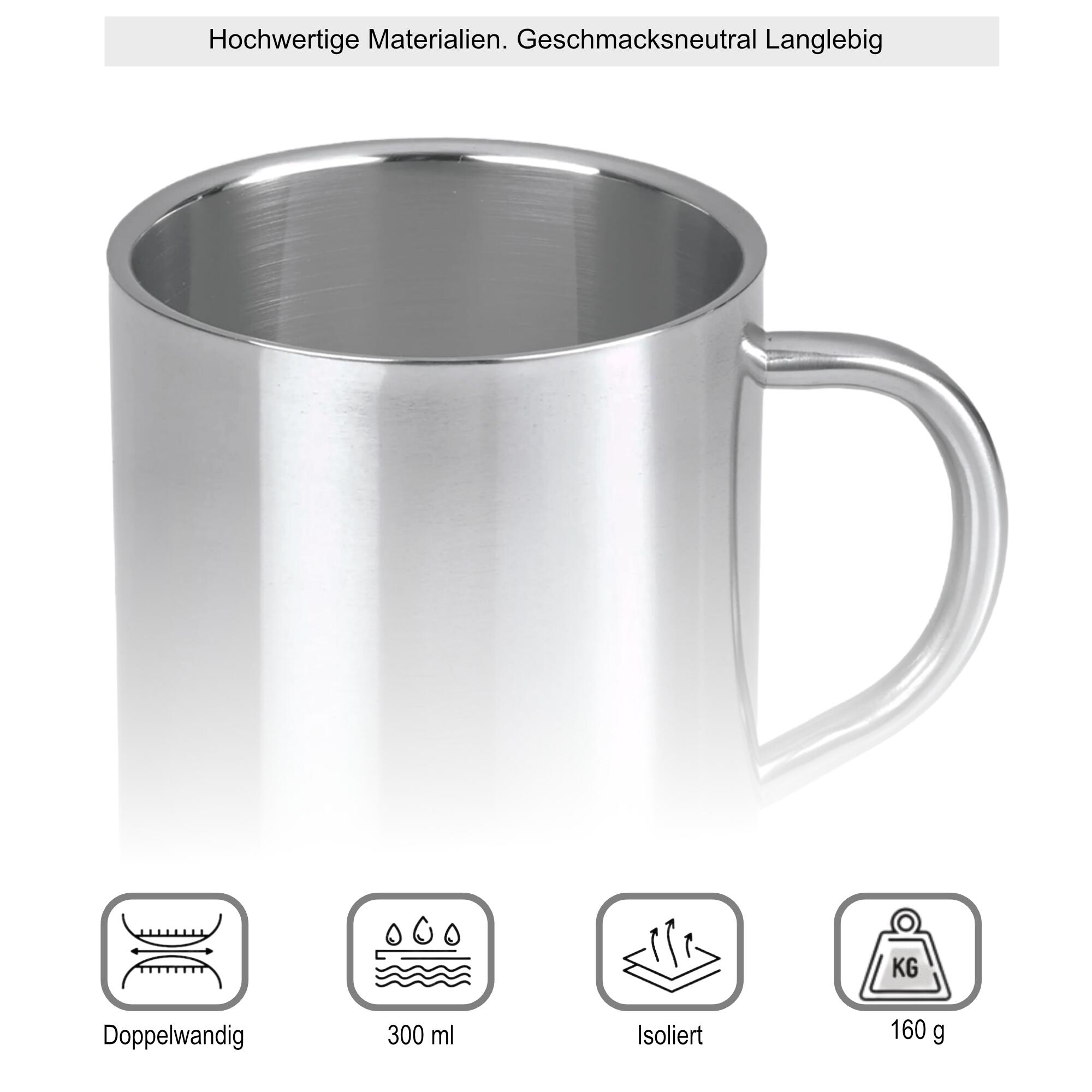 Edelstahl Becher Trinkbecher Doppelwandig 300 ml Camping Trekking Kaffee Tasse 3/7