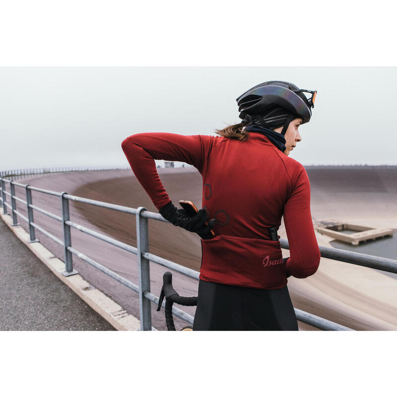 Maillot à manches longues de cyclisme pour femmes Hiver Profond Cabernet