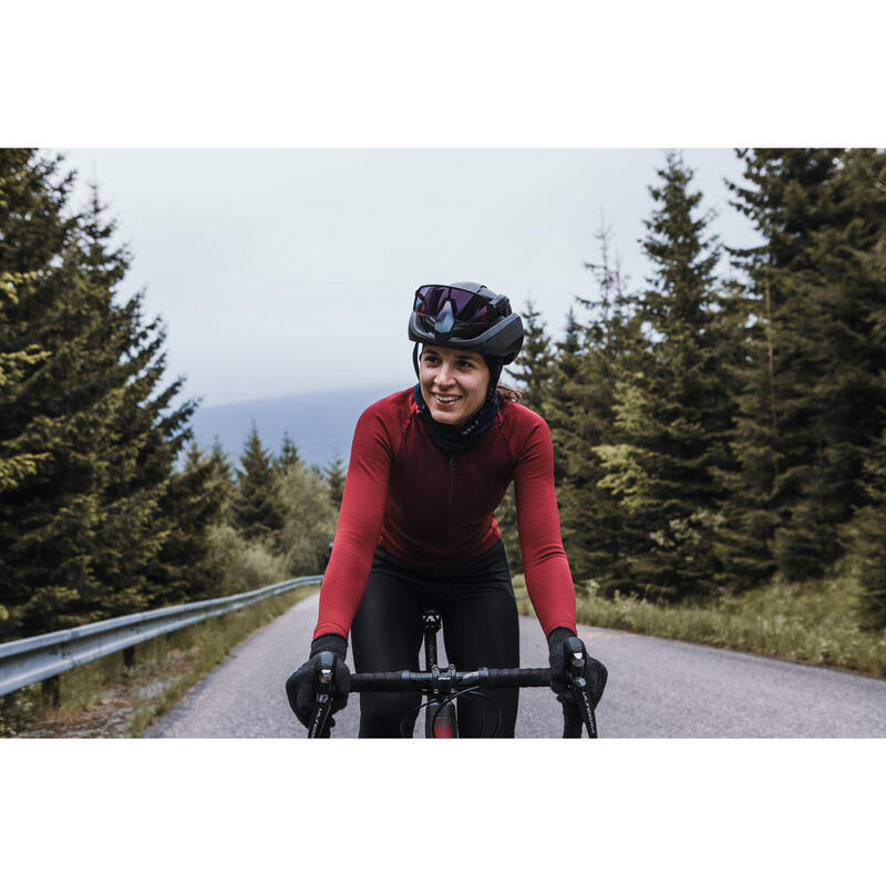 Maillot à manches longues de cyclisme pour femmes Hiver Profond Cabernet