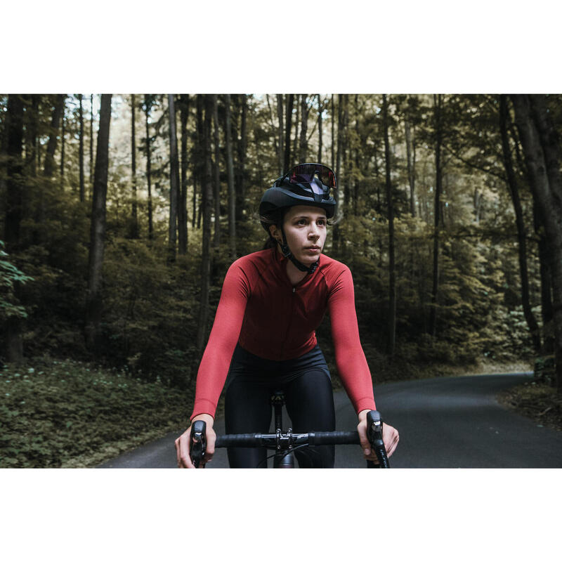 Maglia a manica lunga da ciclismo da donna Termico Signature Vino Rubino