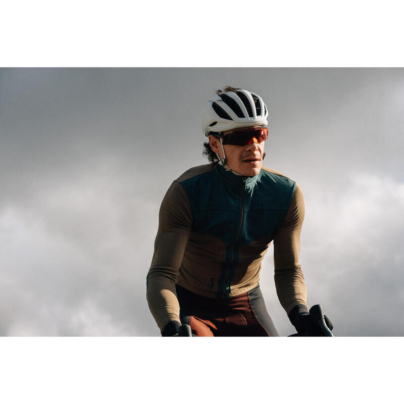 Maillot à manches longues de cyclisme pour hommes Bloquant le Vent Shiitake