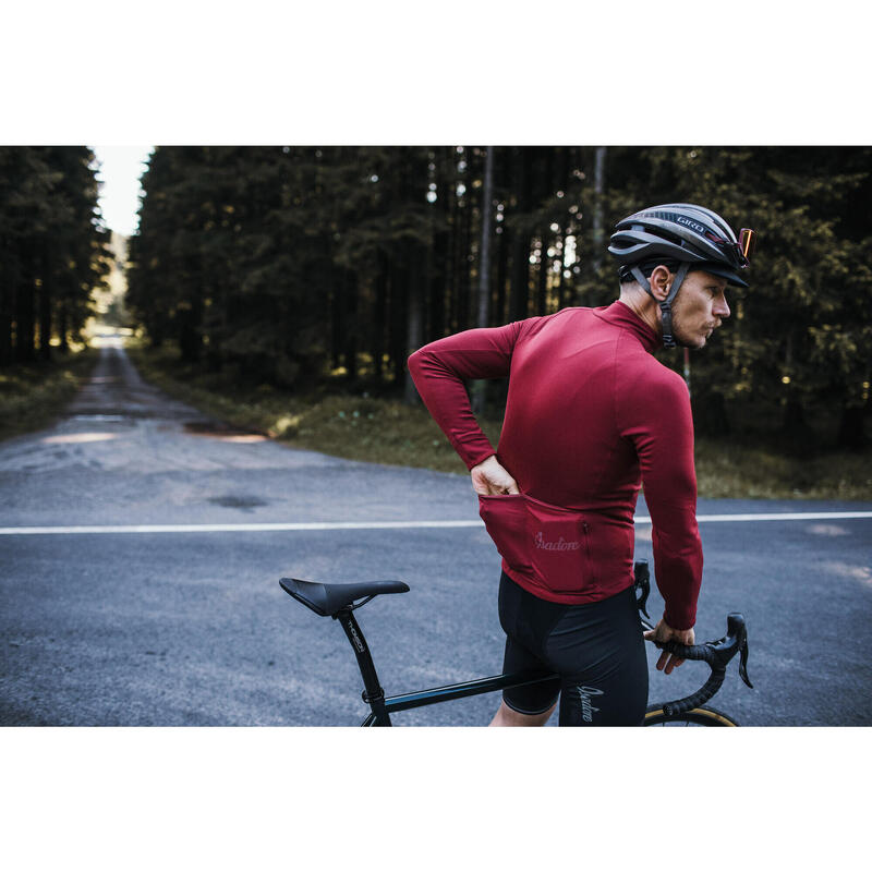 Maillot à manches longues de cyclisme pour hommes Thermique Signature Vin Rubis