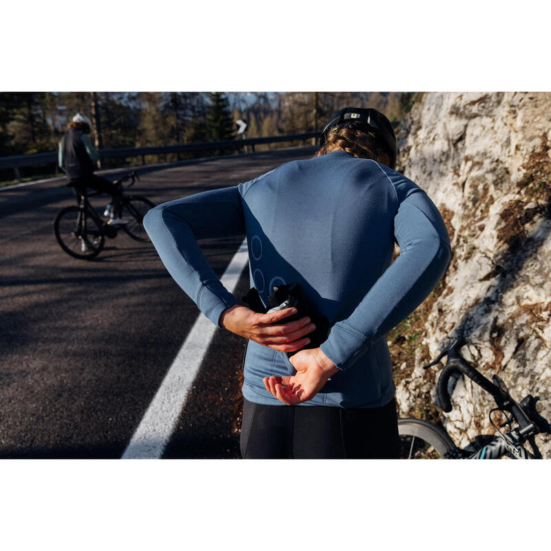 Maillot à manches longues de cyclisme pour femmes Hiver Profond Bijou Bleu