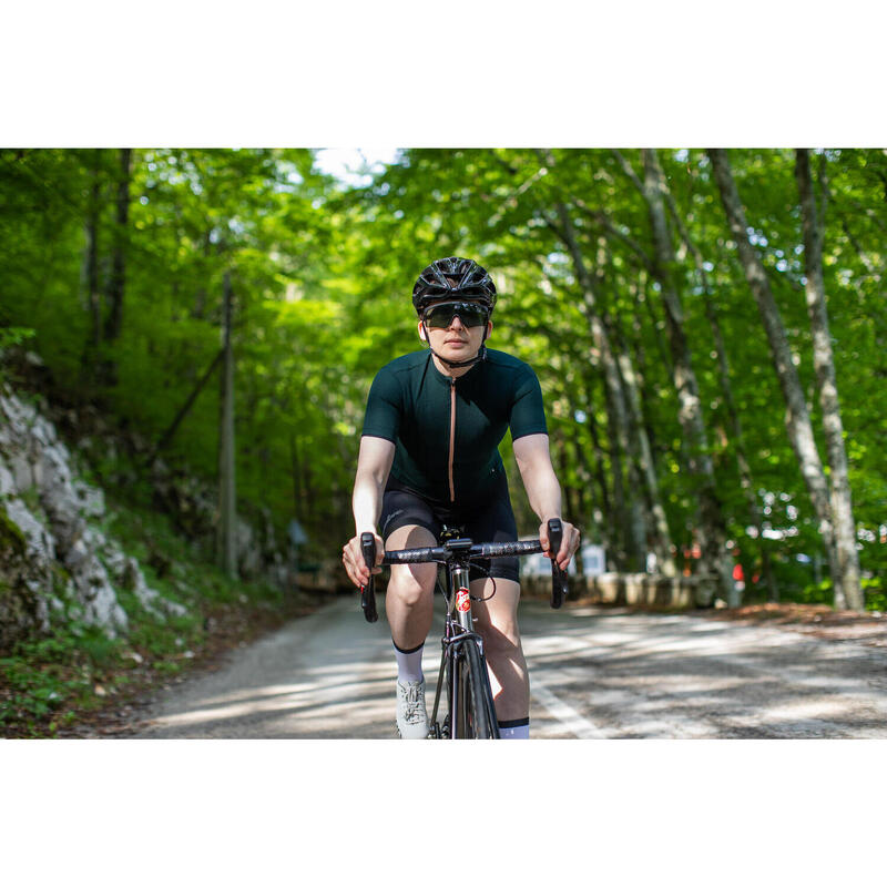 Maillot à manches courtes de cyclisme pour femmes Woolight Noir Ébène