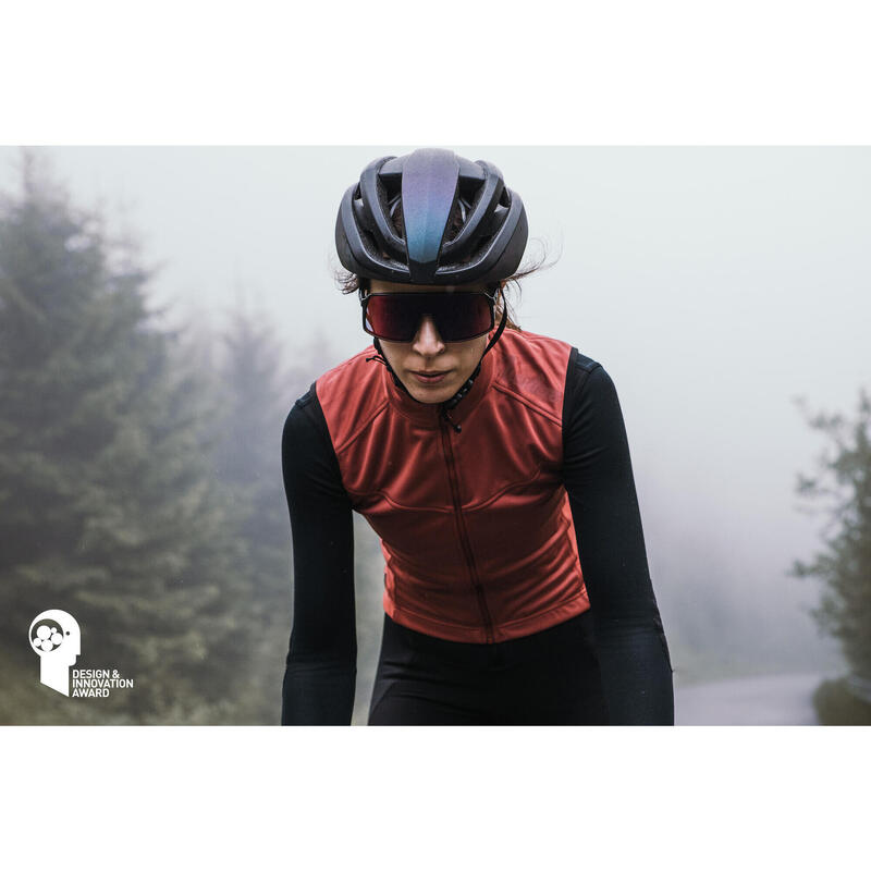 Gilet da ciclismo da donna Softshell Inverno Con Luci OSRAM Incorporate Marsala