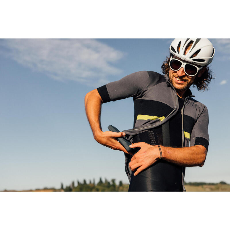 Maglia a manica corta da ciclismo da uomo Gravel Grigio Acciaio