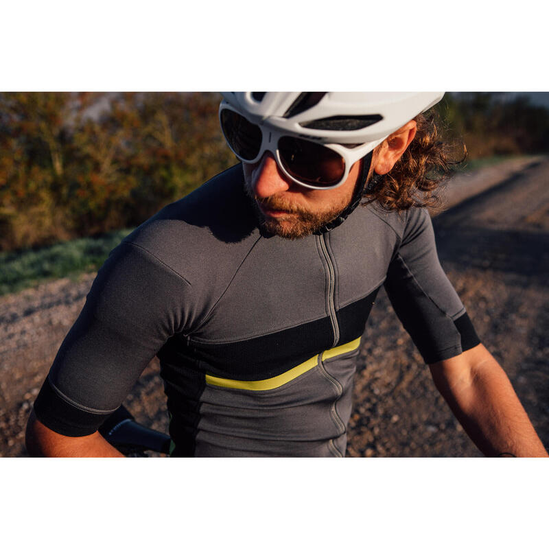 Maglia a manica corta da ciclismo da uomo Gravel Grigio Acciaio