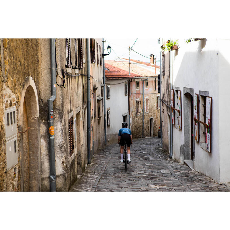 Maillot à manches courtes de cyclisme pour femmes Woolight Bleu Couronne