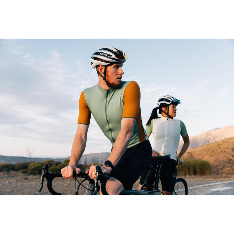 Maillot à manches courtes de cyclisme pour femmes Parchemin / Vert Jade