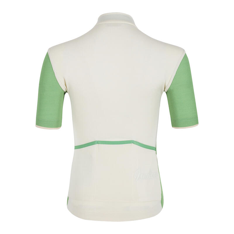 Maillot à manches courtes de cyclisme pour femmes Parchemin / Vert Jade