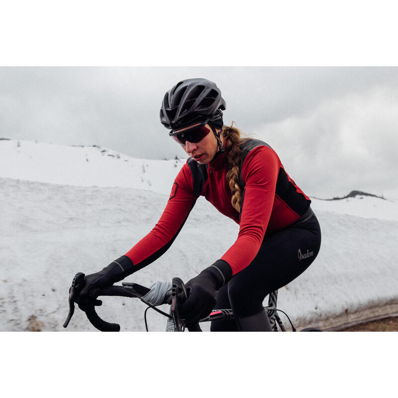 Veste de cyclisme pour femmes Softshell Hiver Profond Signature Dahlia Rouge