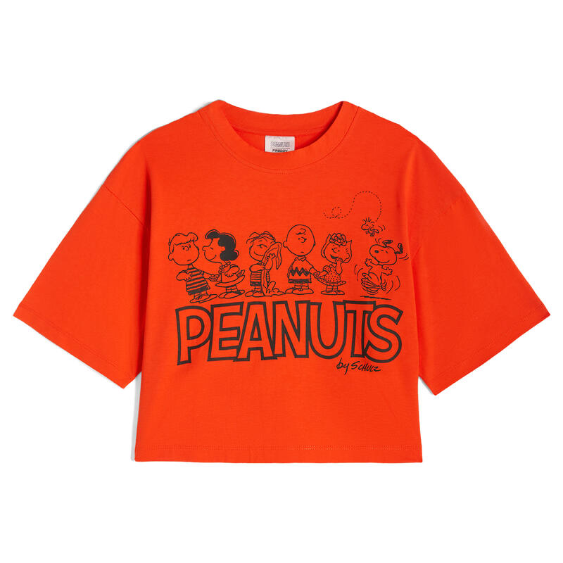 T-shirt donna corta in jersey con grafica Peanuts