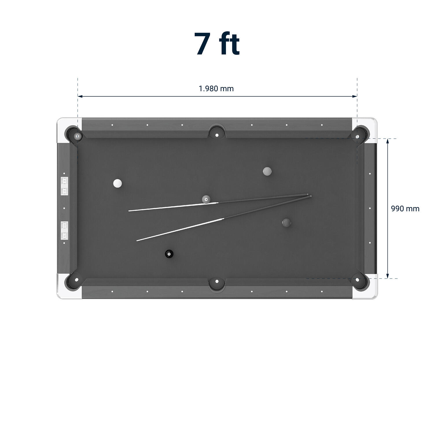 Billardtisch Club Pro III Dekor Grau EuroSpeed Grün 7 ft (Spielfeld 198x99 cm 6/6