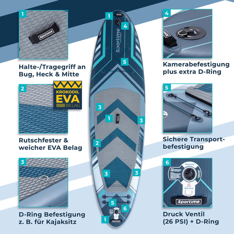 Sportime Stand Up Paddling Board Seegleiter Pro Full-Carbon-Set, 108