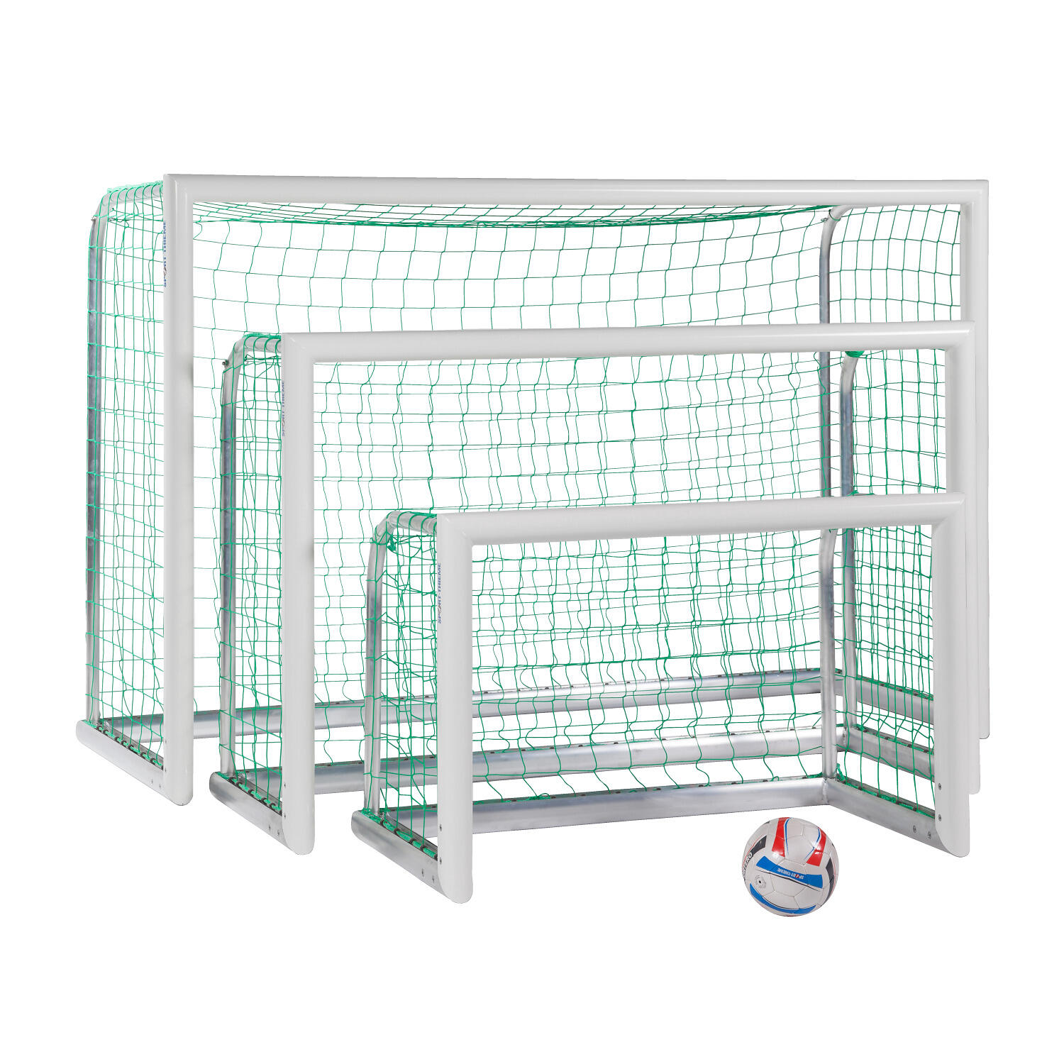 Mini-Fußballtor Professional Kompakt, Weiß-Pulverbeschichtet Inkl. Netz, grün 2/6