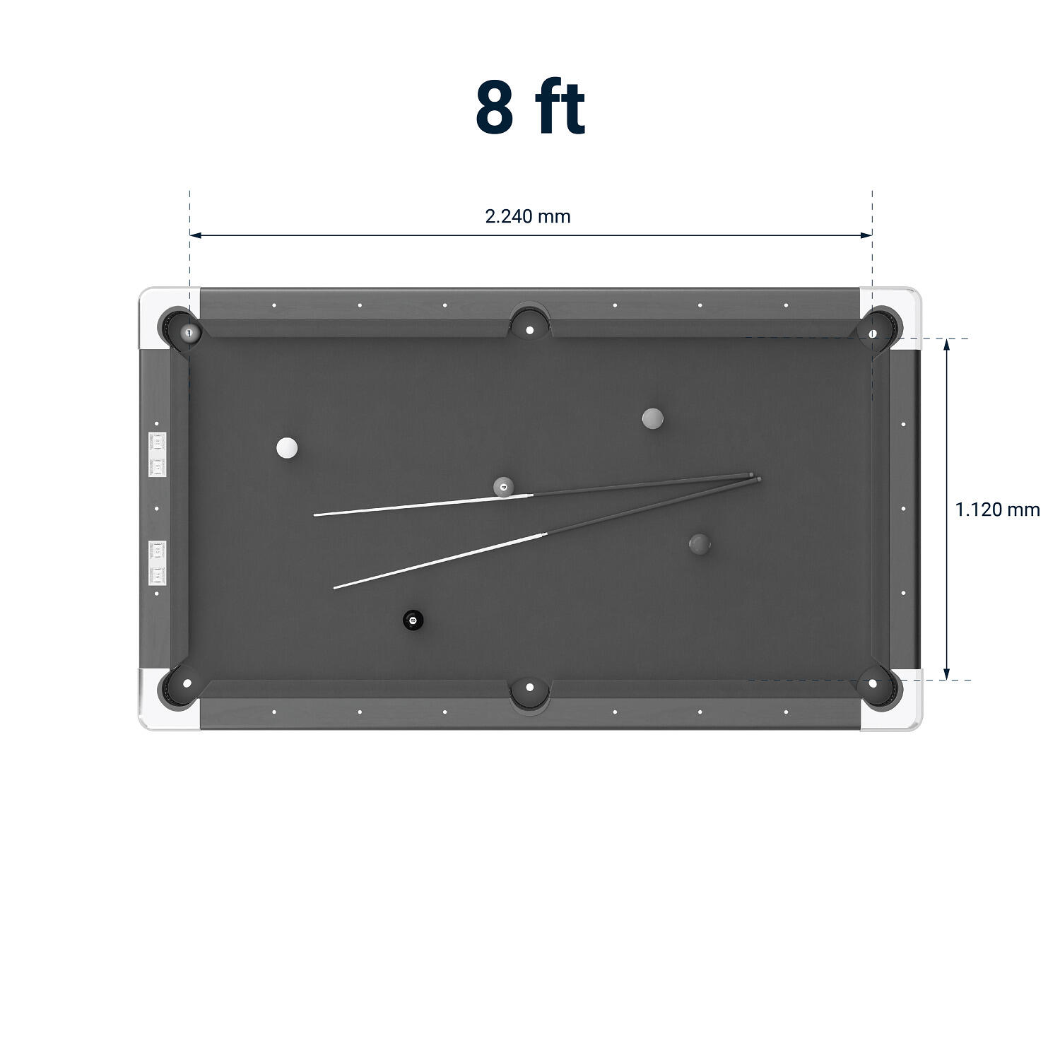 Billardtisch Club Pro III EuroSpeed Blau 8 ft (Spielfeld 224x112 cm) Billard 3/3