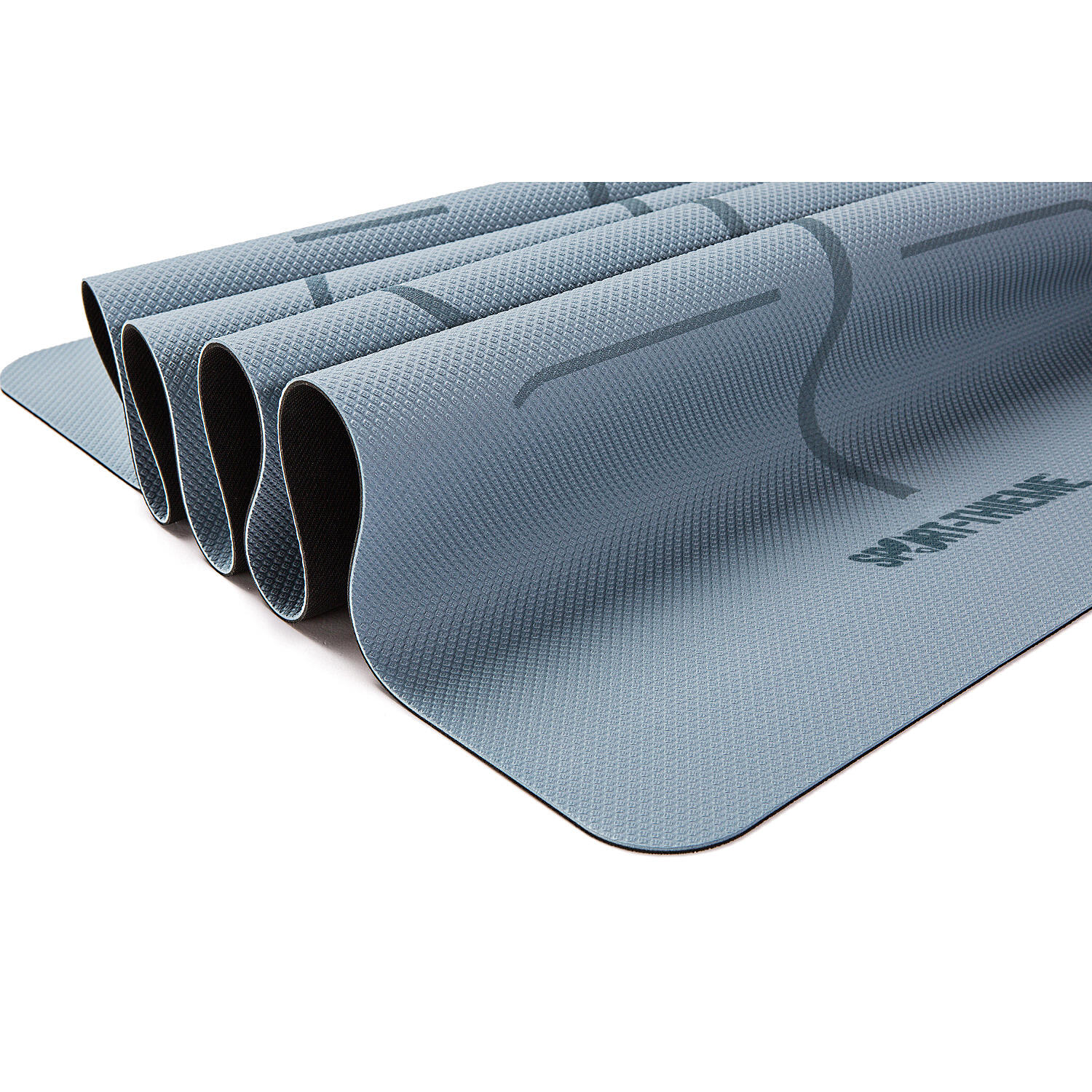 Yoga-Matte Slim 0,15 cm Yoga Unisex Blaugrau-Schwarz 3/6