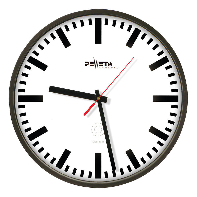 Peweta Funk-Wanduhr ø 30 cm, Zifferblatt Balken, Schwarz