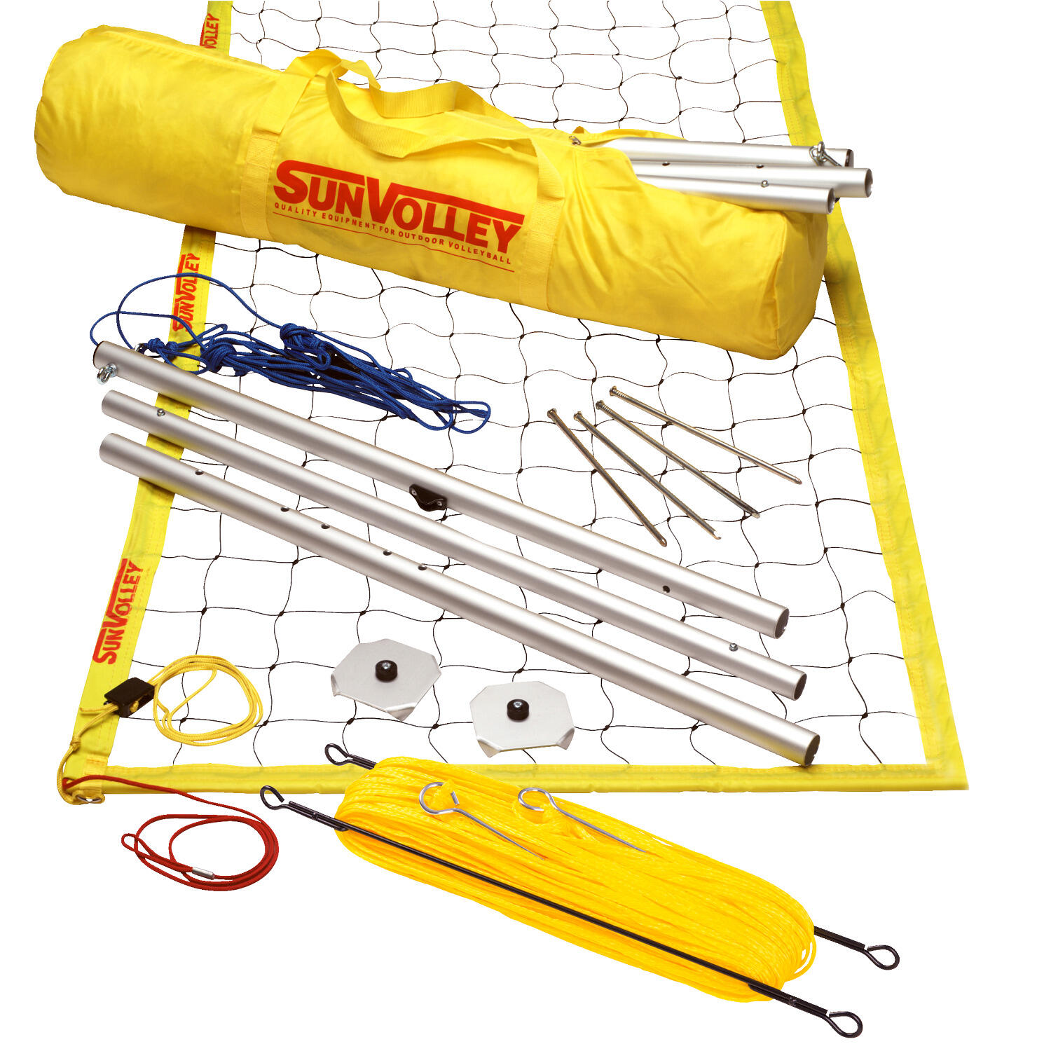 SUNVOLLEY Beach Volleyball Net Assembly Standard With court marking 9.5 m