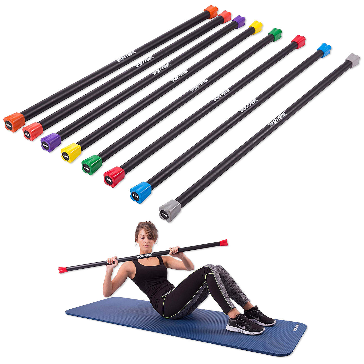Gewichtsstab Steel 3 kg Rot Fitness / Krafttraining Unisex Rot 3/4
