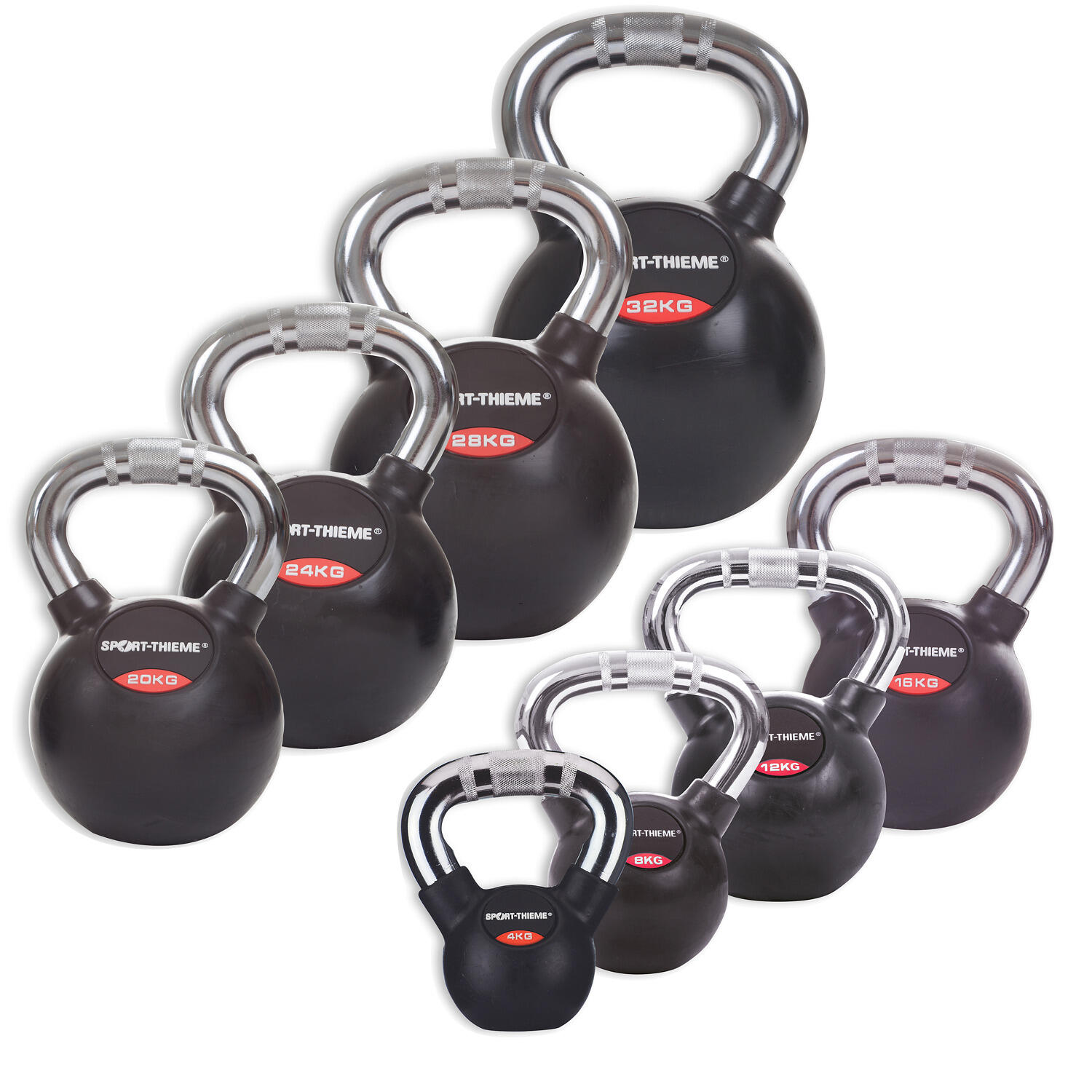 Sport-Thieme Kettlebell "Rubberized with chrome handle", 24 kg