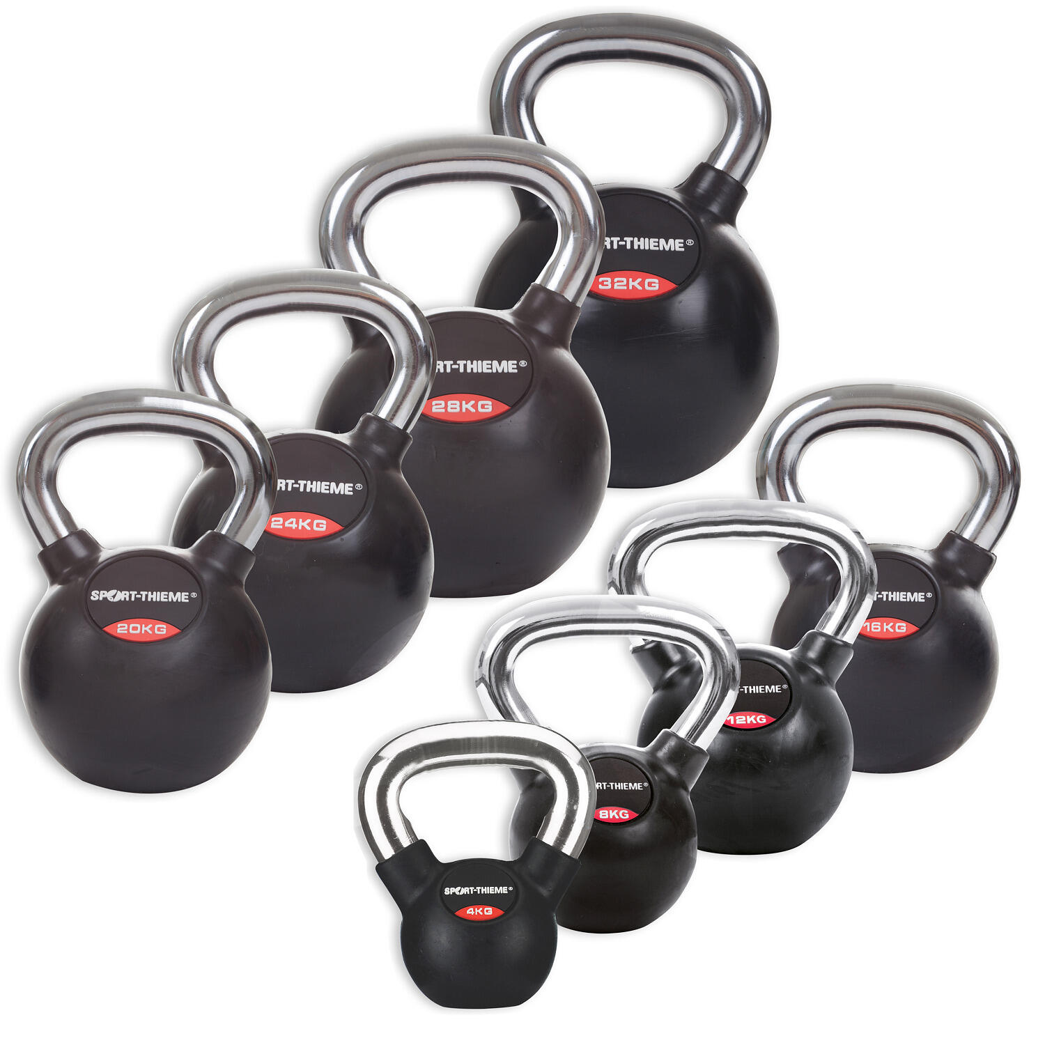 Kettlebell Rubberised, Smooth Chrome-Handled 12 kg Gewichtheben Unisex 2/2